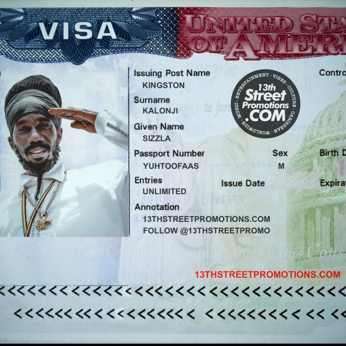 Sizzla Kalonji US Visa on 13thStreetPromotions.com #Jamaica #Reggae #Dancehall #Music #13thStreetPromotions #Sizzla #SizzlaKalonji #USVisa #WorkVisa #Visa #Caribbean